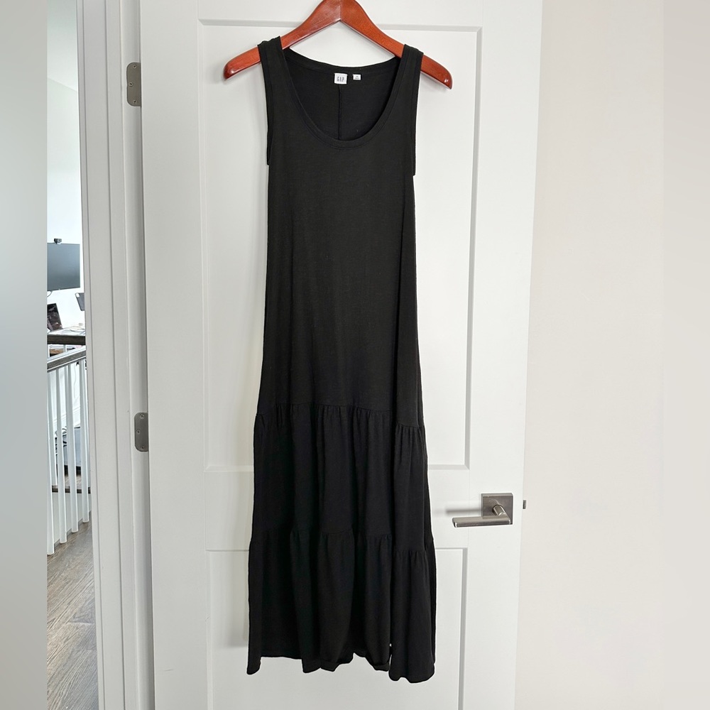 Tiered jersey black dress maternity or postpartum